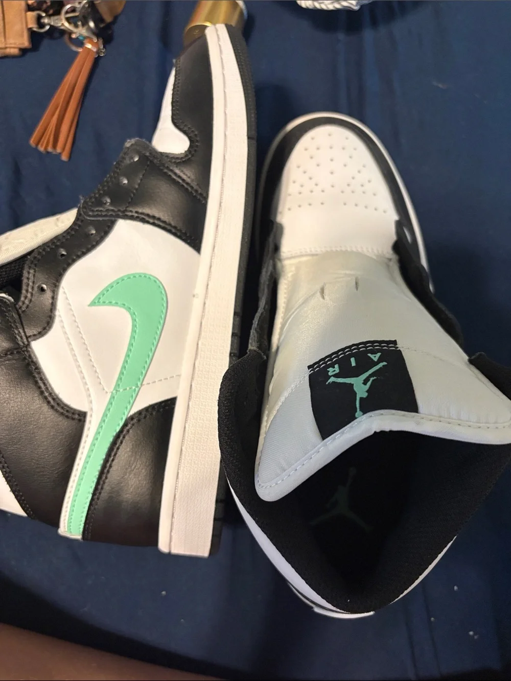 Jordan Black, White & Mint Green High-Top Sneakers